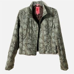 Hilary Radley Snakeskin Light Puffer Full Zip Insulated Winter Coat with Pockets